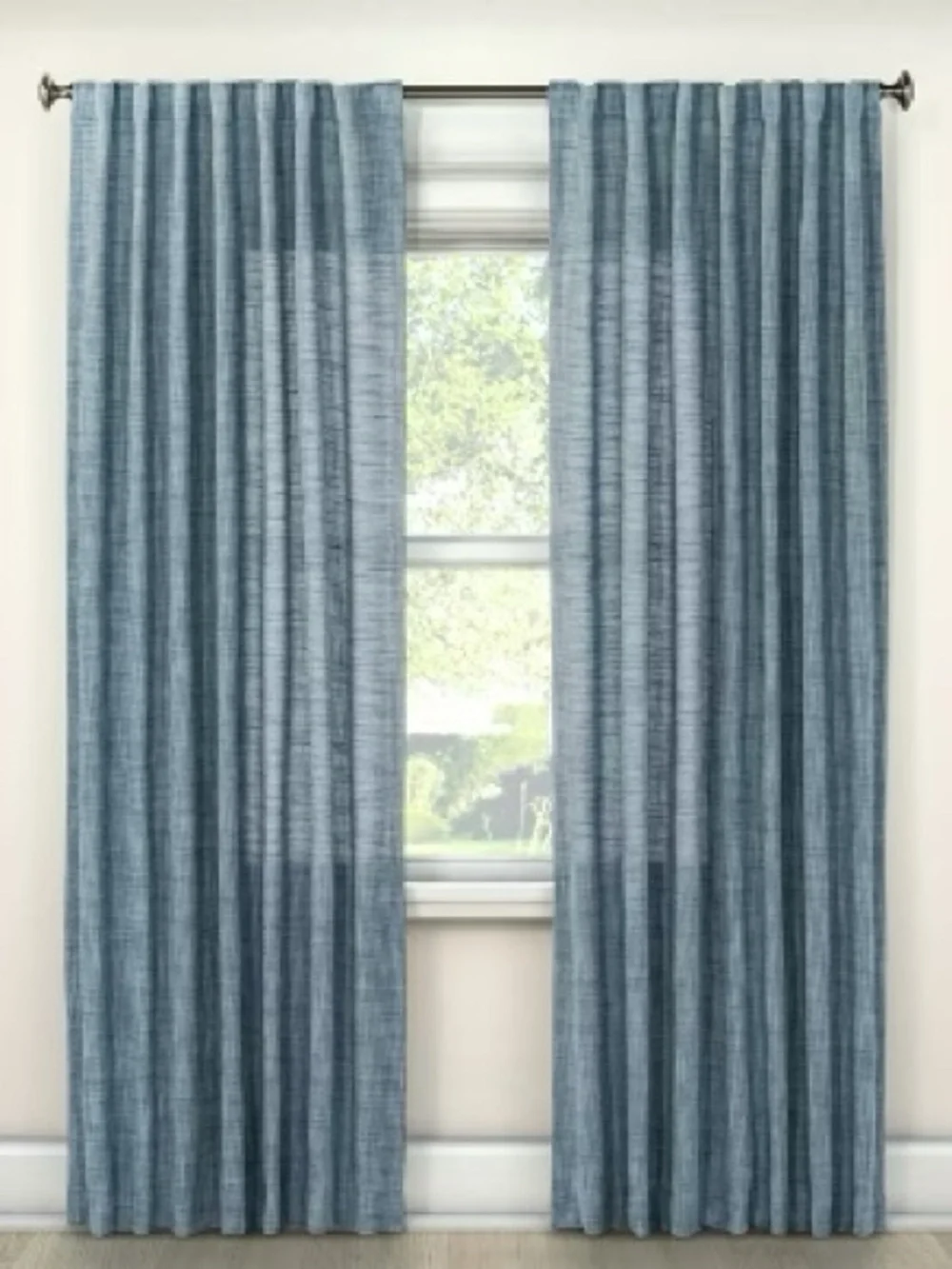 NWT Threshold Blue Textured Weave Light Filtering Curtain- 1 Panel 108”x54”